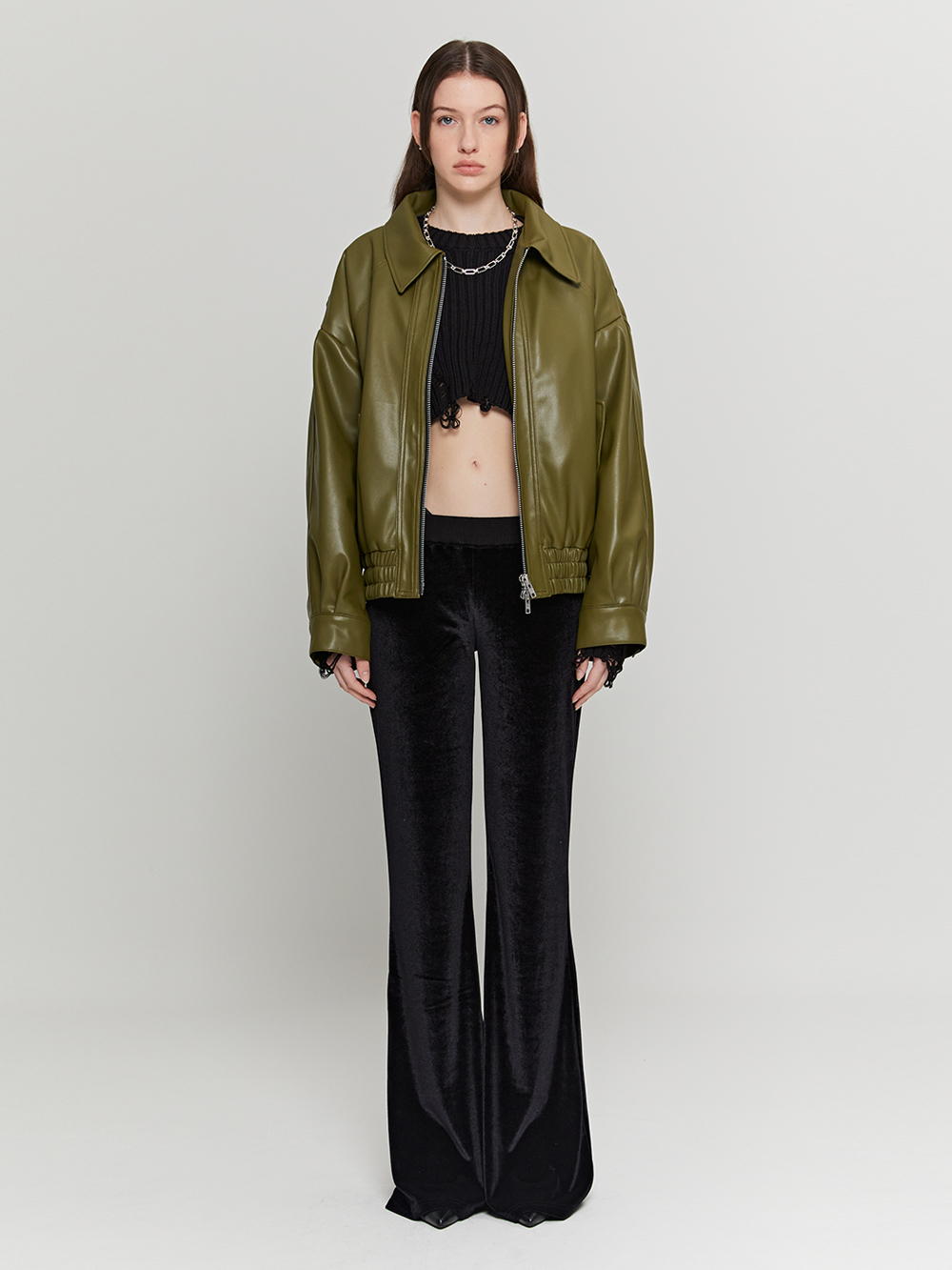 Cropped Down Jacket (Olive)